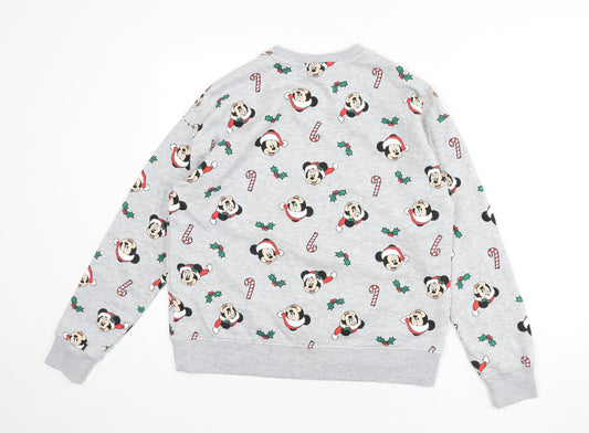 Disney Womens Ivory Geometric Cotton Pullover Sweatshirt Size 10 Pullover - Size 10/12, Christmas, Mickey Mouse