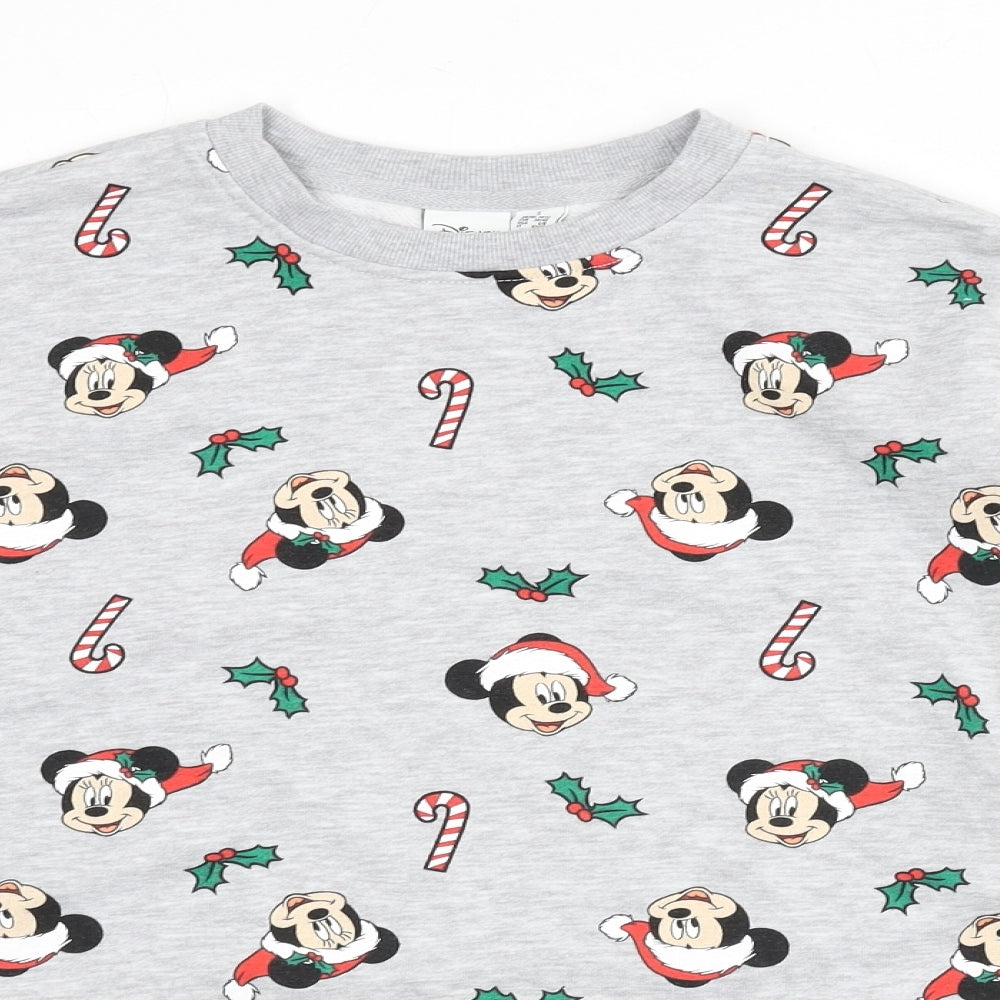 Disney Womens Ivory Geometric Cotton Pullover Sweatshirt Size 10 Pullover - Size 10/12, Christmas, Mickey Mouse