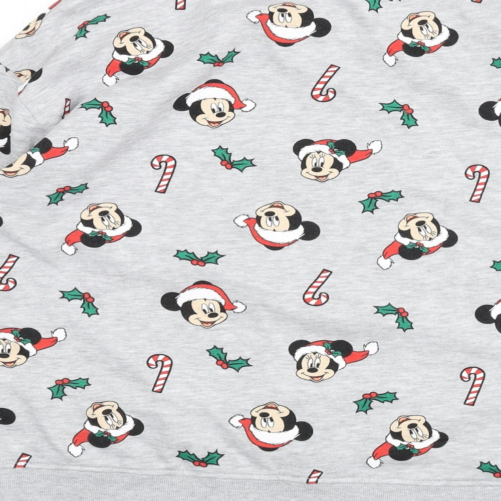 Disney Womens Ivory Geometric Cotton Pullover Sweatshirt Size 10 Pullover - Size 10/12, Christmas, Mickey Mouse