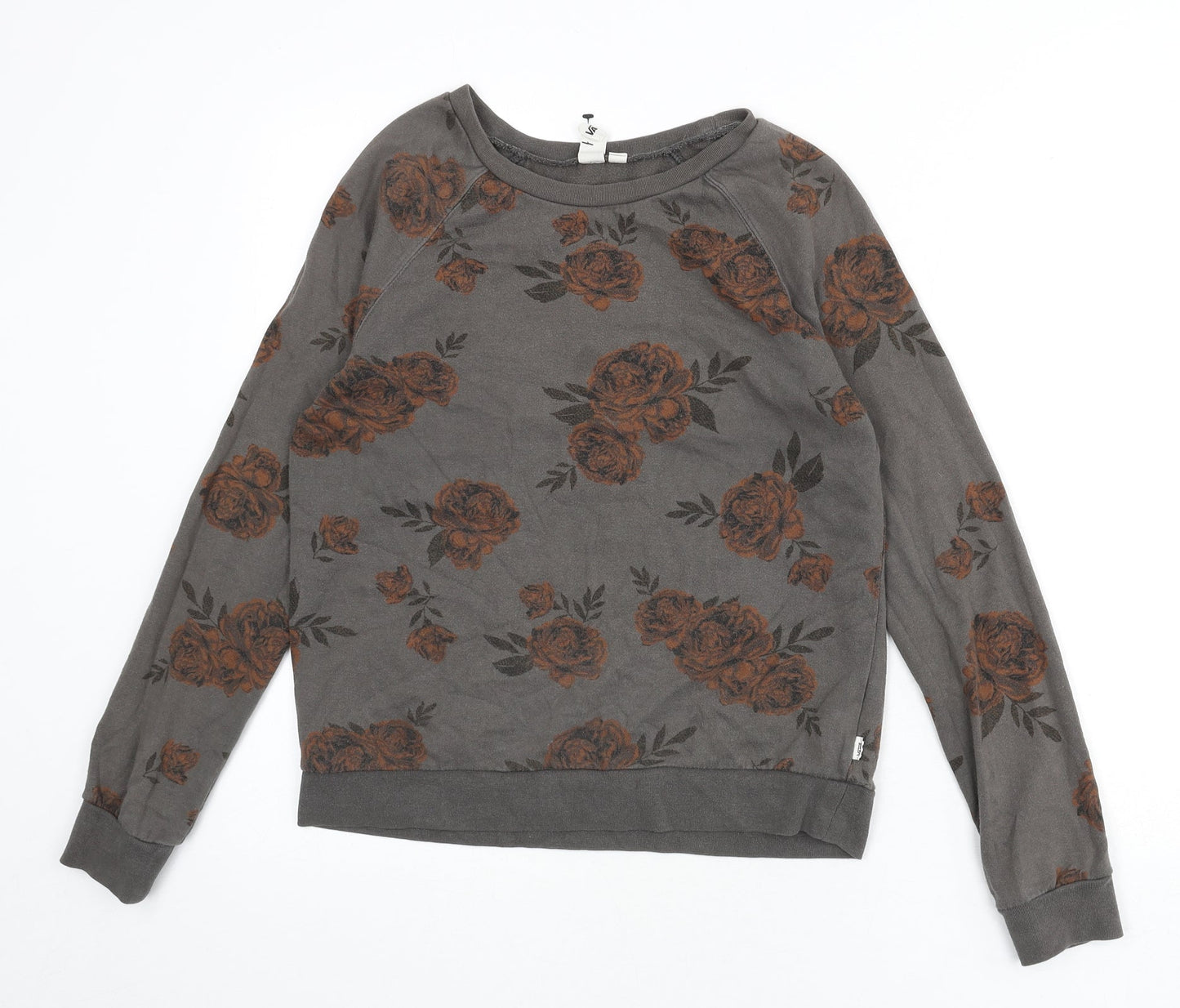 VANS Womens Grey Floral Cotton Pullover Sweatshirt Size S Pullover