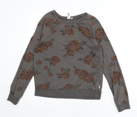 VANS Womens Grey Floral Cotton Pullover Sweatshirt Size S Pullover