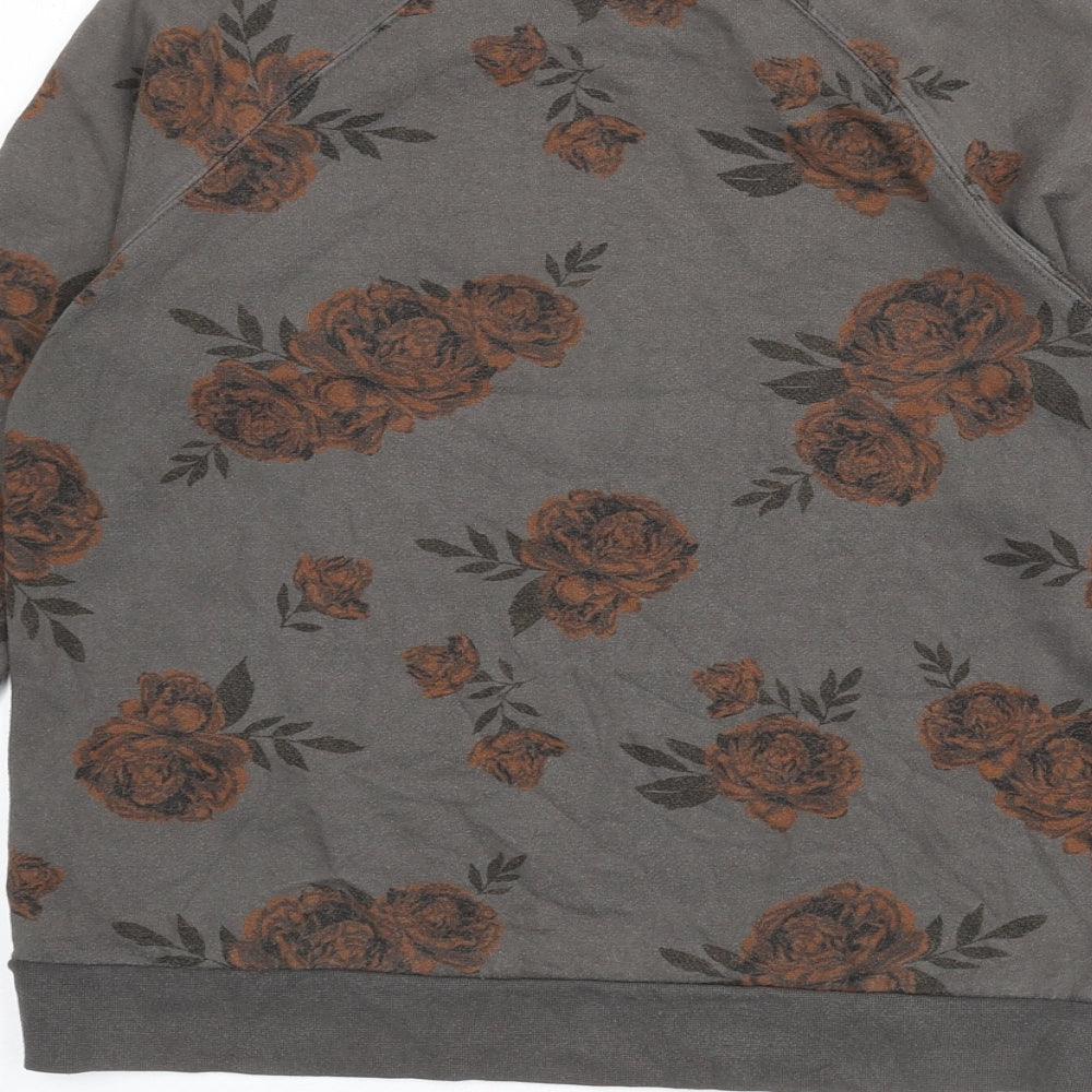 VANS Womens Grey Floral Cotton Pullover Sweatshirt Size S Pullover