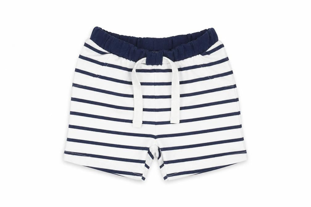 Marks and Spencer Boys White Striped Cotton Cropped Trousers Size 0-3 Months Drawstring