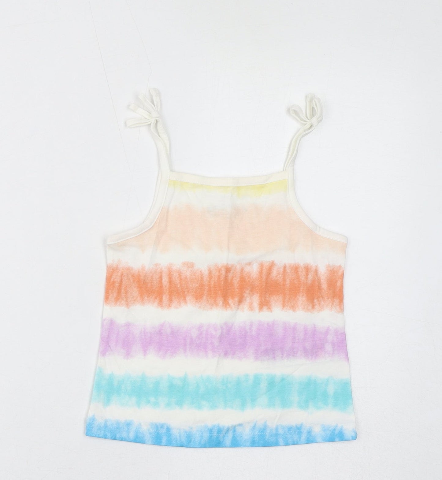 Marks and Spencer Girls Multicoloured Geometric Cotton Basic Tank Size 3-4 Years Square Neck Pullover