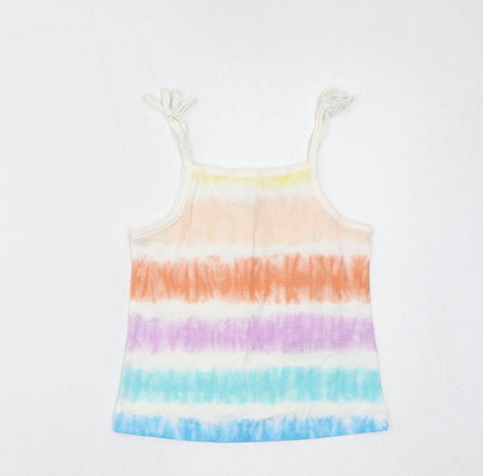 Marks and Spencer Girls Multicoloured Geometric Cotton Basic Tank Size 3-4 Years Square Neck Pullover