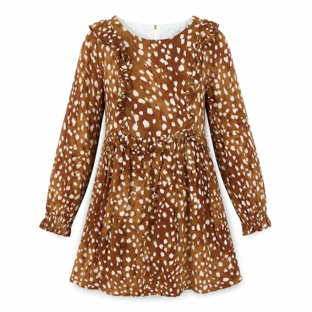 Zara Womens Brown Geometric Viscose A-Line Size M Round Neck Zip