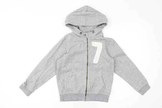 H&M Boys Grey Cotton Full Zip Hoodie Size 7-8 Years Zip