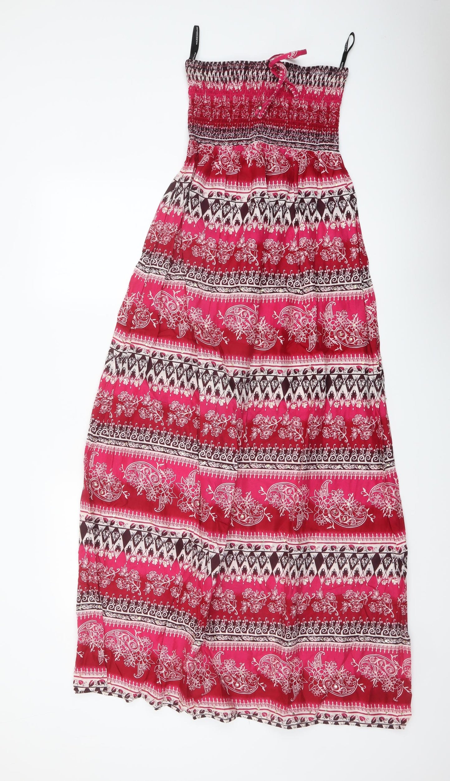 Warehouse Womens Multicoloured Geometric Cotton Maxi Size M Off the Shoulder Pullover