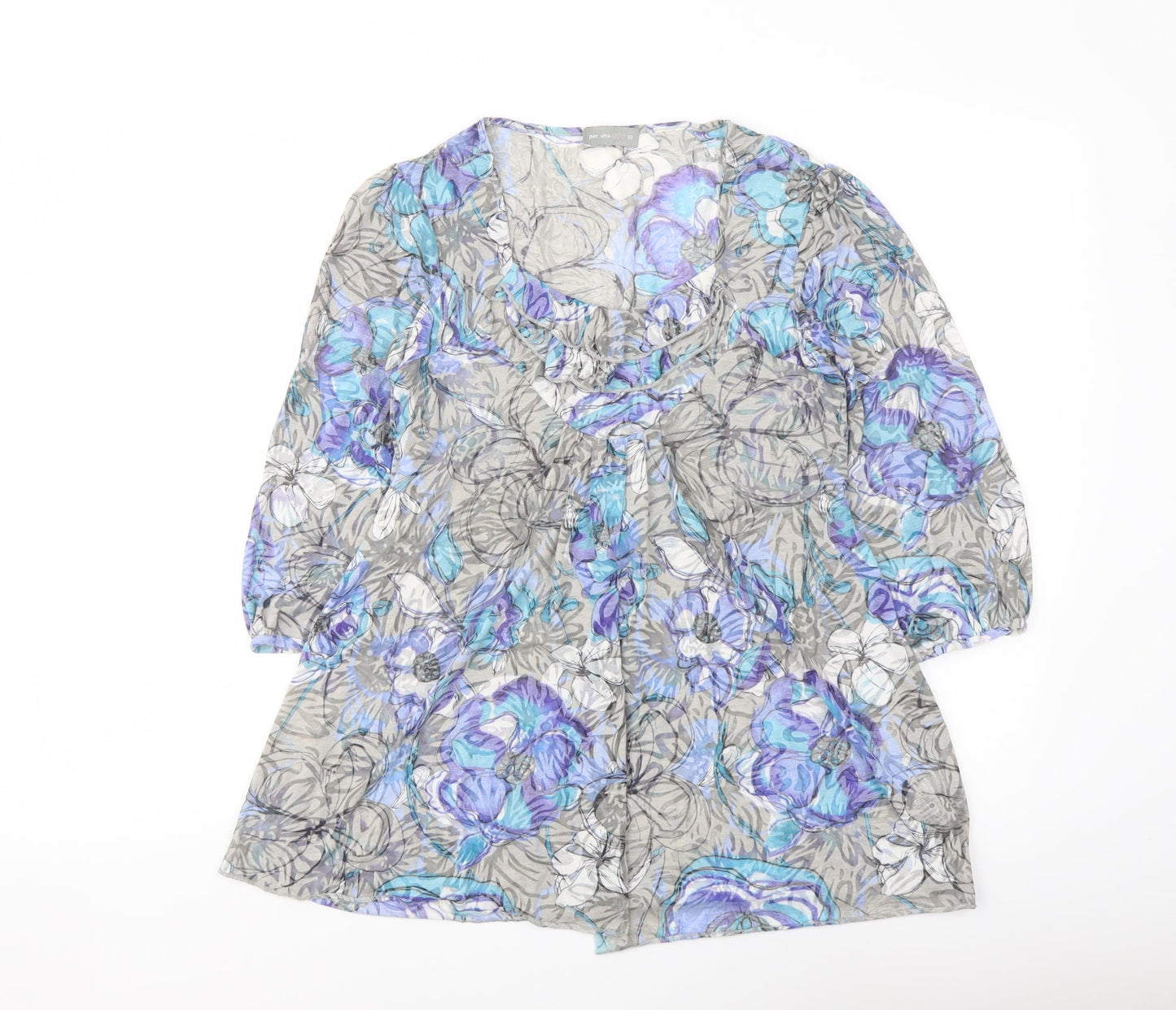 Per Una Womens Multicoloured Floral Polyester Basic Blouse Size 10 Scoop Neck