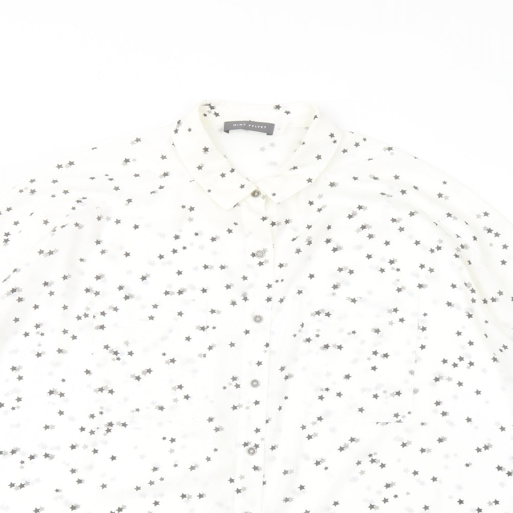 Mint Velvet Womens Ivory Geometric Polyester Basic Blouse Size 12 Collared