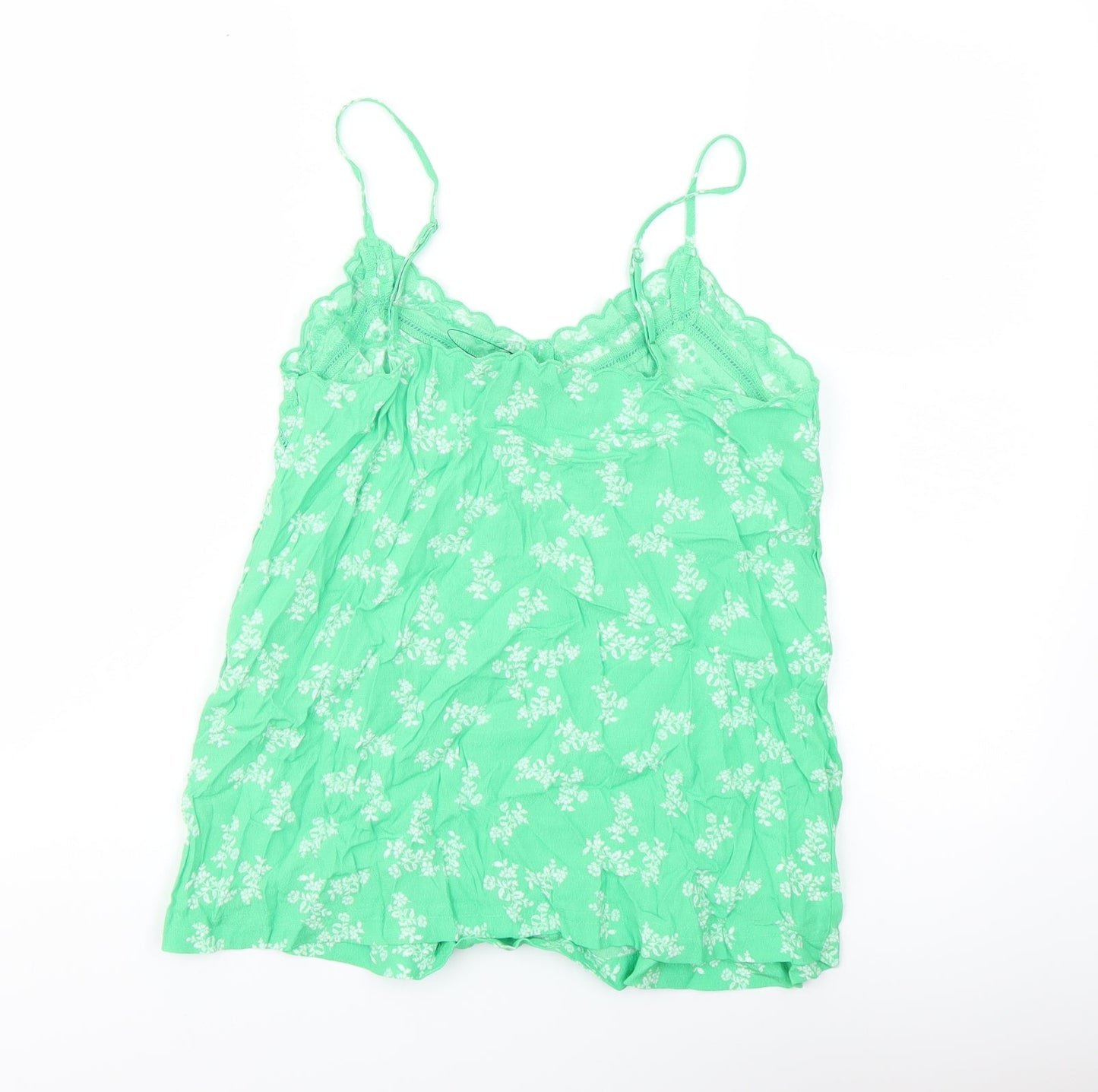 Marks and Spencer Womens Green Floral Viscose Basic Tank Size 10 Sweetheart