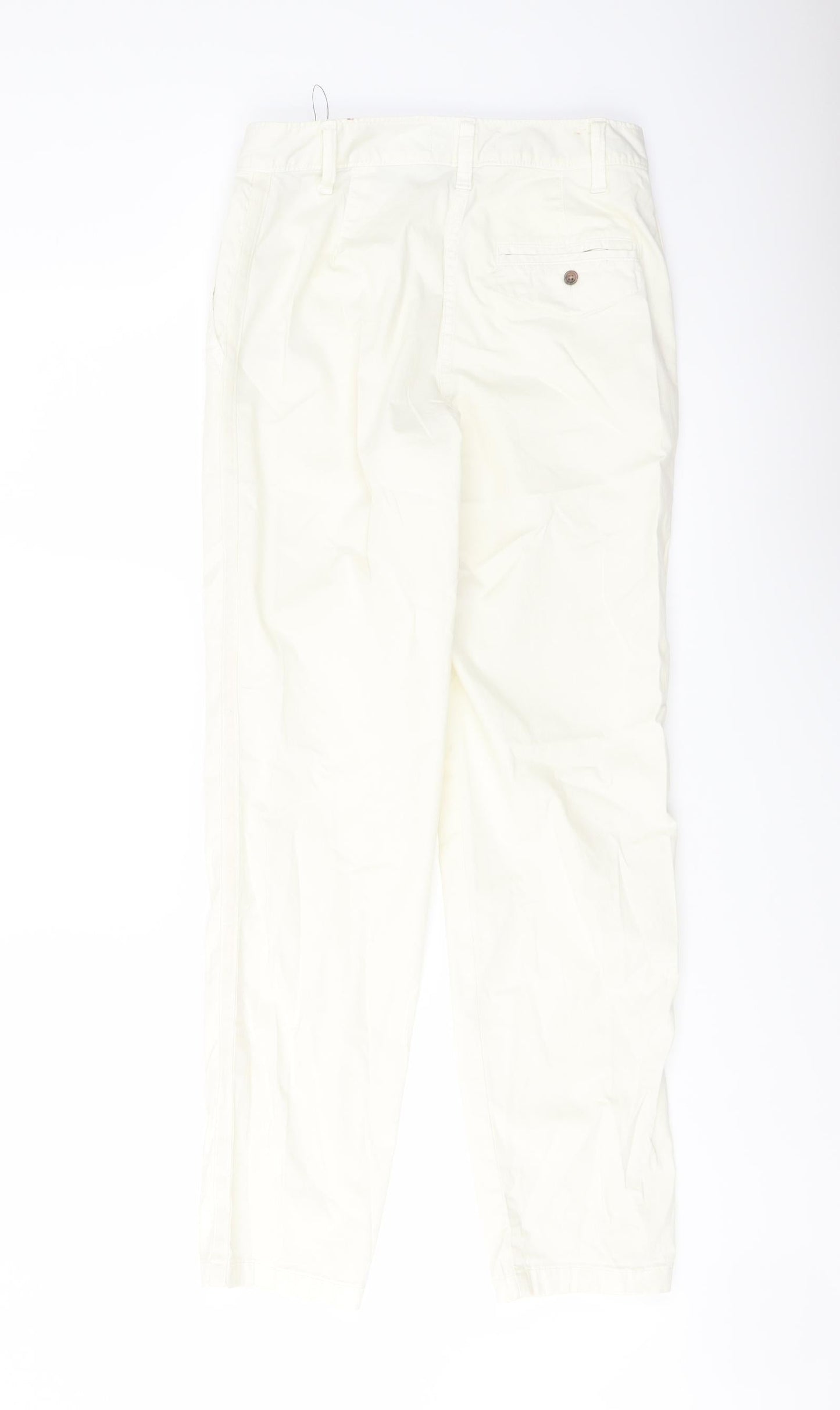 Marks and Spencer Womens Ivory Cotton Chino Trousers Size 6 L28 in Regular Button