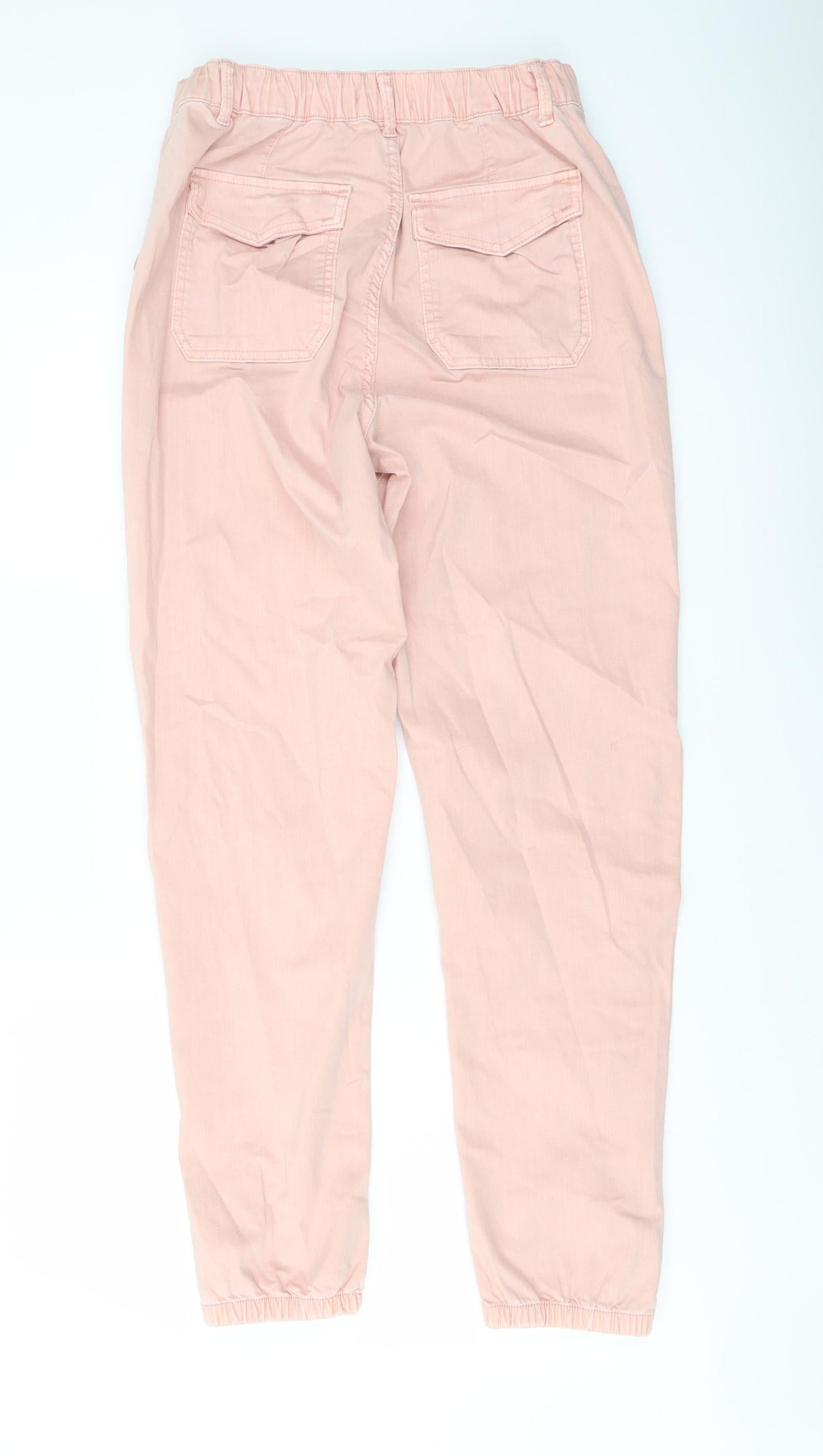 Marks and Spencer Womens Pink Cotton Jogger Trousers Size 10 L29 in Regular Button