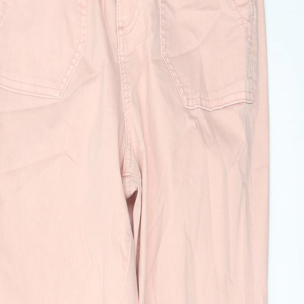 Marks and Spencer Womens Pink Cotton Jogger Trousers Size 10 L29 in Regular Button
