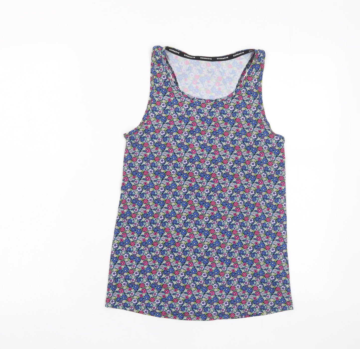 GOODMOVE Womens Multicoloured Floral Polyester Basic Tank Size 6 Scoop Neck Pullover