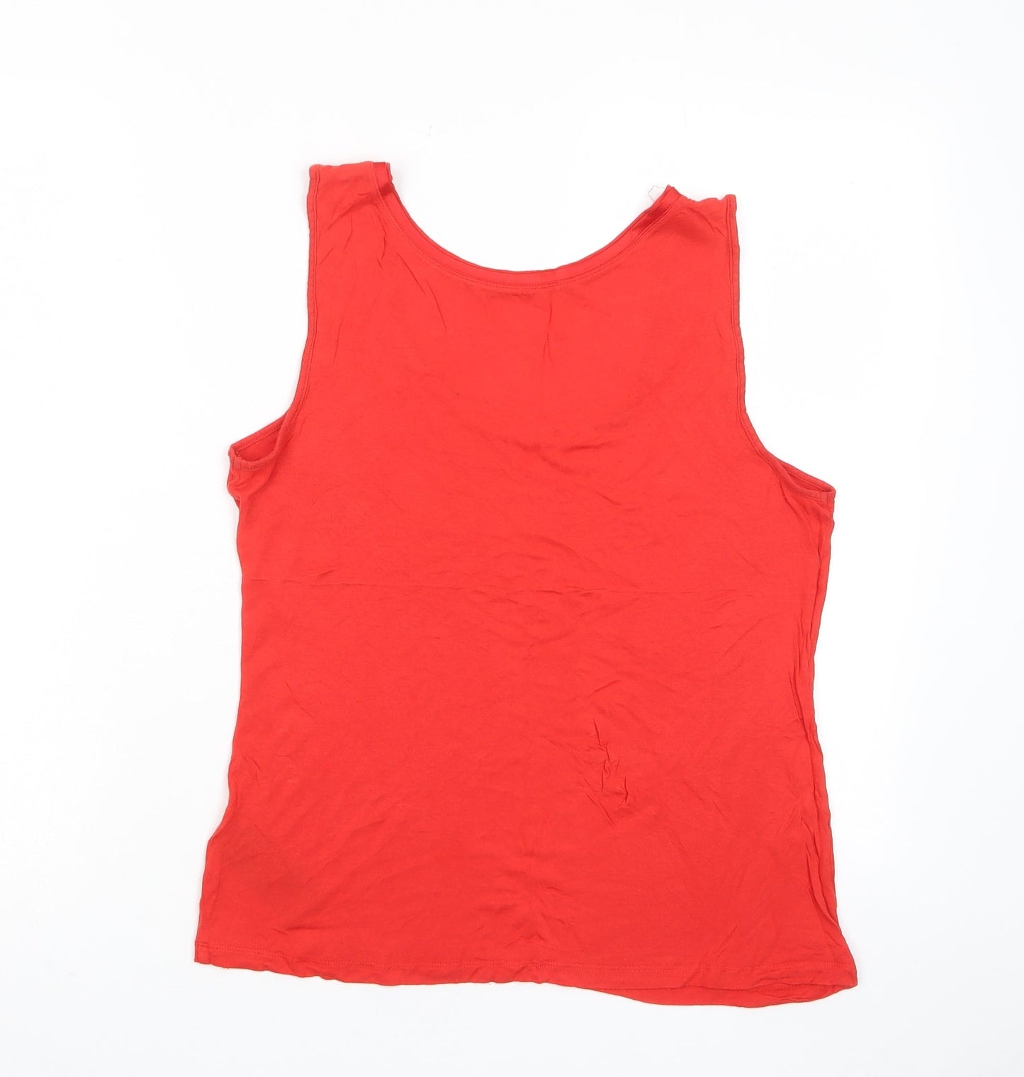 Oasis Womens Red Viscose Basic T-Shirt Size L Scoop Neck