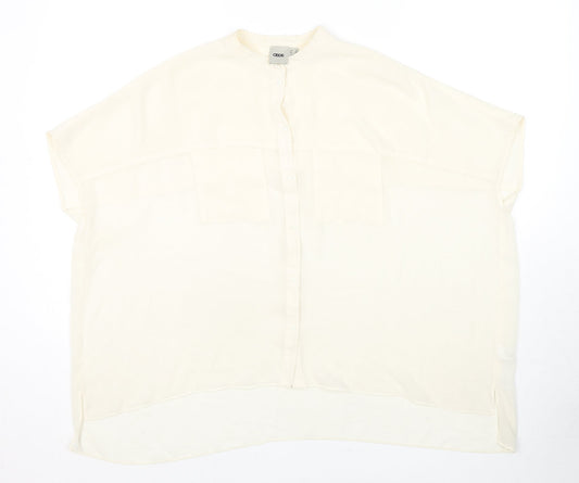 ASOS Womens Ivory Polyester Basic Button-Up Size 6 Round Neck - Sheer