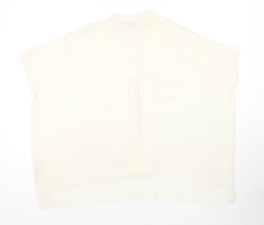 ASOS Womens Ivory Polyester Basic Button-Up Size 6 Round Neck - Sheer