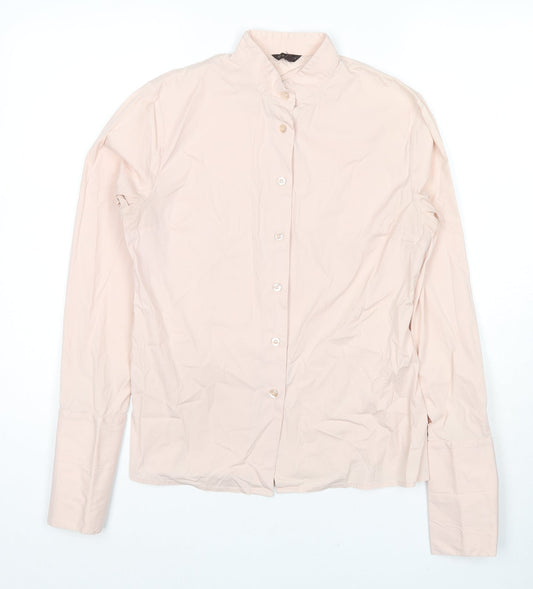 Mulberry Womens Pink Cotton Basic Button-Up Size 10 Collared