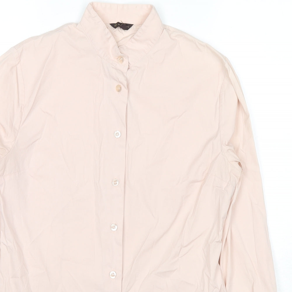 Mulberry Womens Pink Cotton Basic Button-Up Size 10 Collared