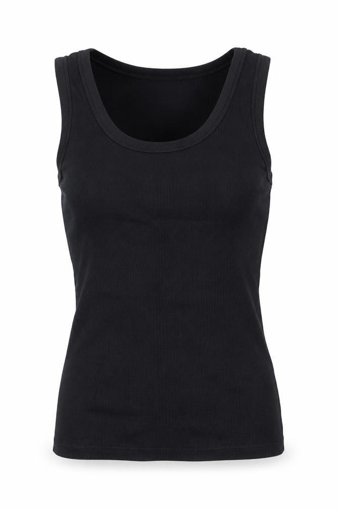 Marks and Spencer Womens Black Cotton Basic Tank Size S Round Neck