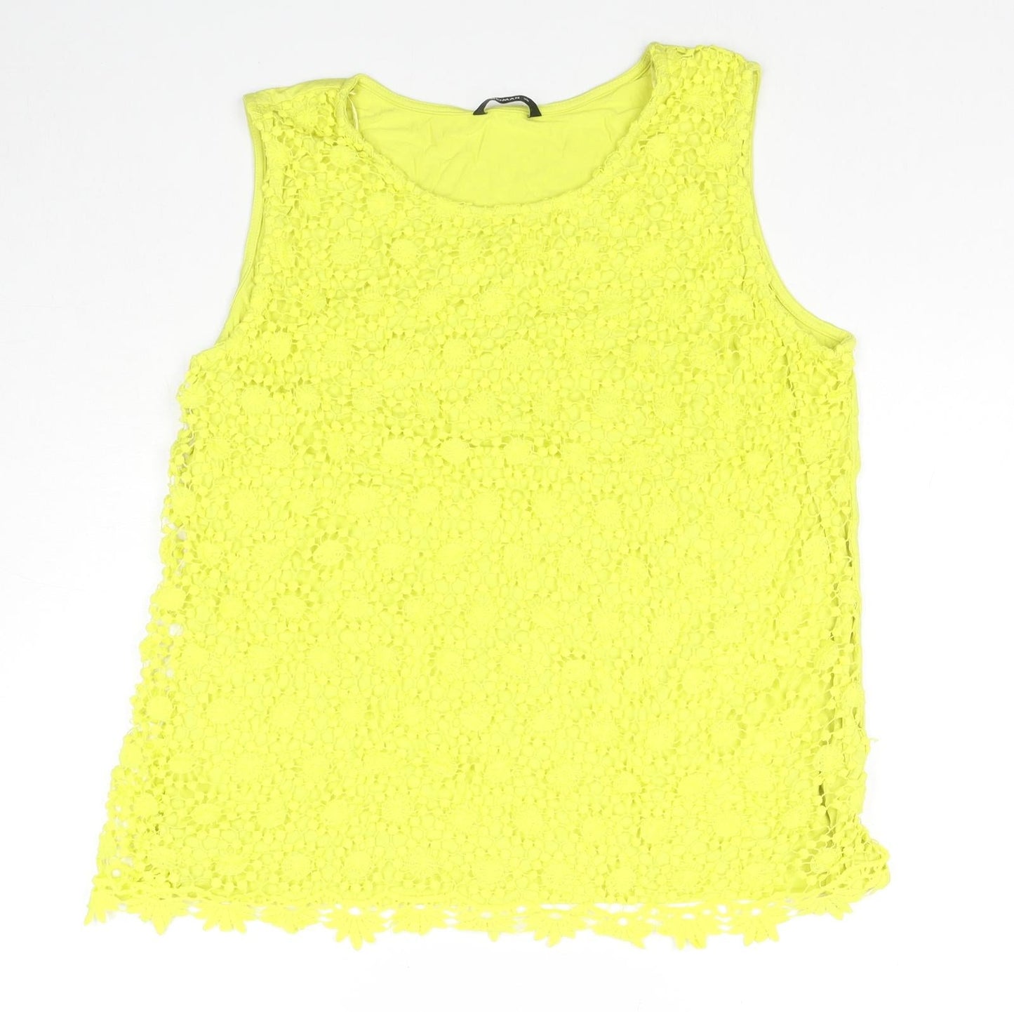 Roman Womens Yellow Viscose Basic Tank Size 20 Round Neck - Lace Detail