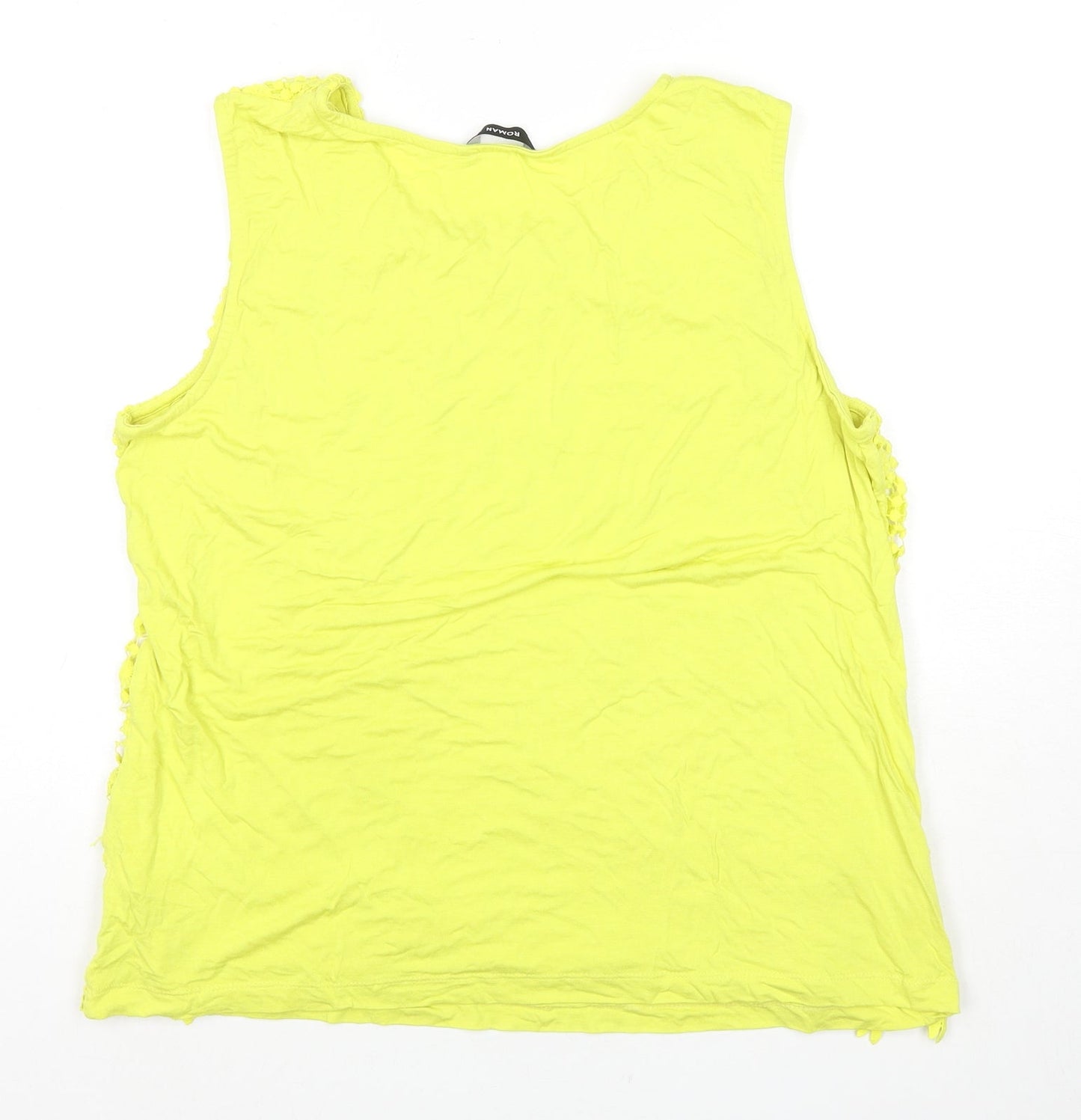 Roman Womens Yellow Viscose Basic Tank Size 20 Round Neck - Lace Detail