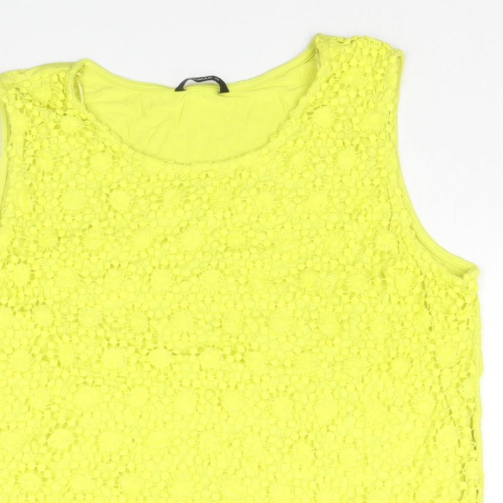Roman Womens Yellow Viscose Basic Tank Size 20 Round Neck - Lace Detail