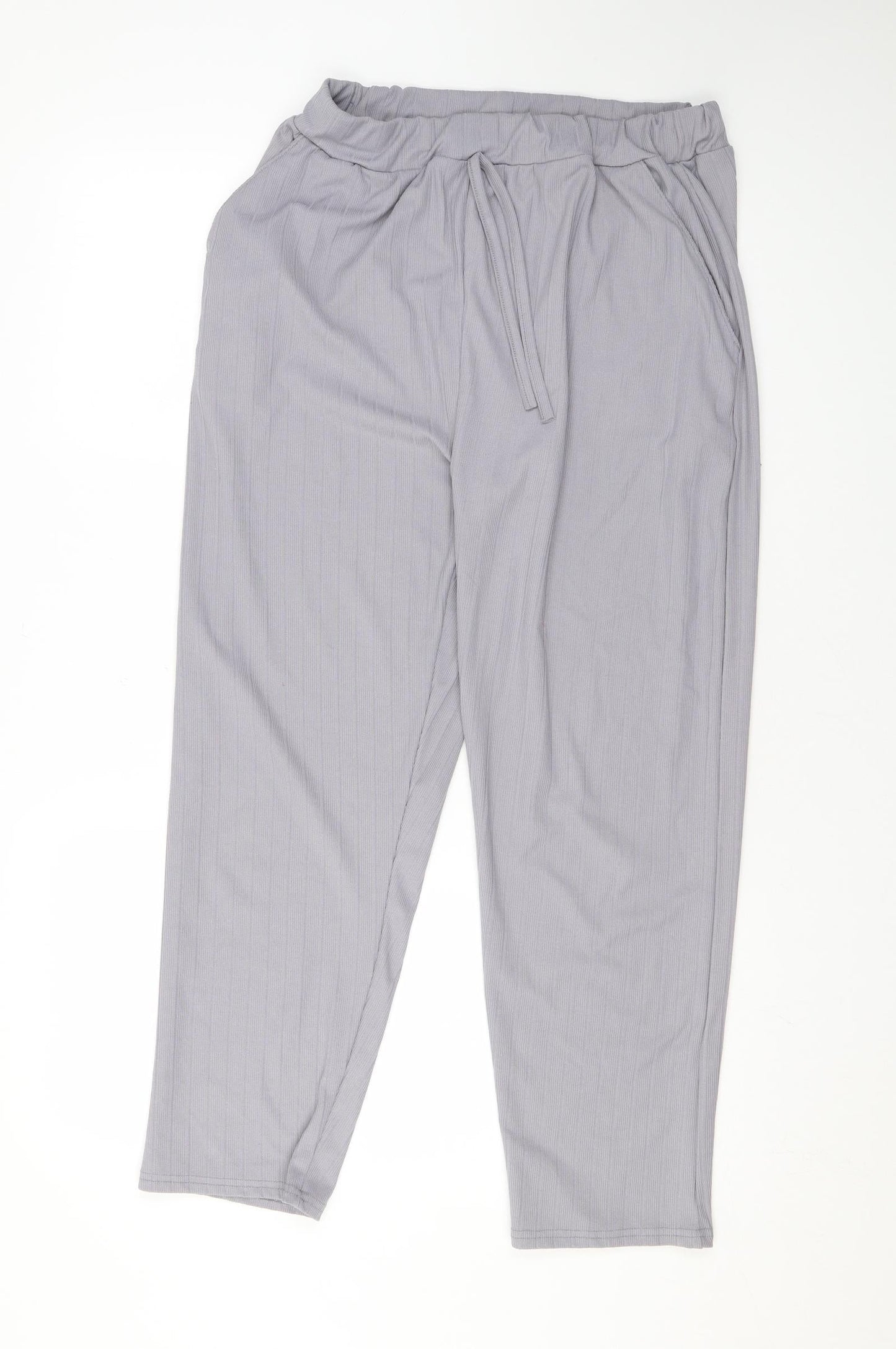 Misspap Womens Grey Polyester Trousers Size M L25 in Regular Drawstring