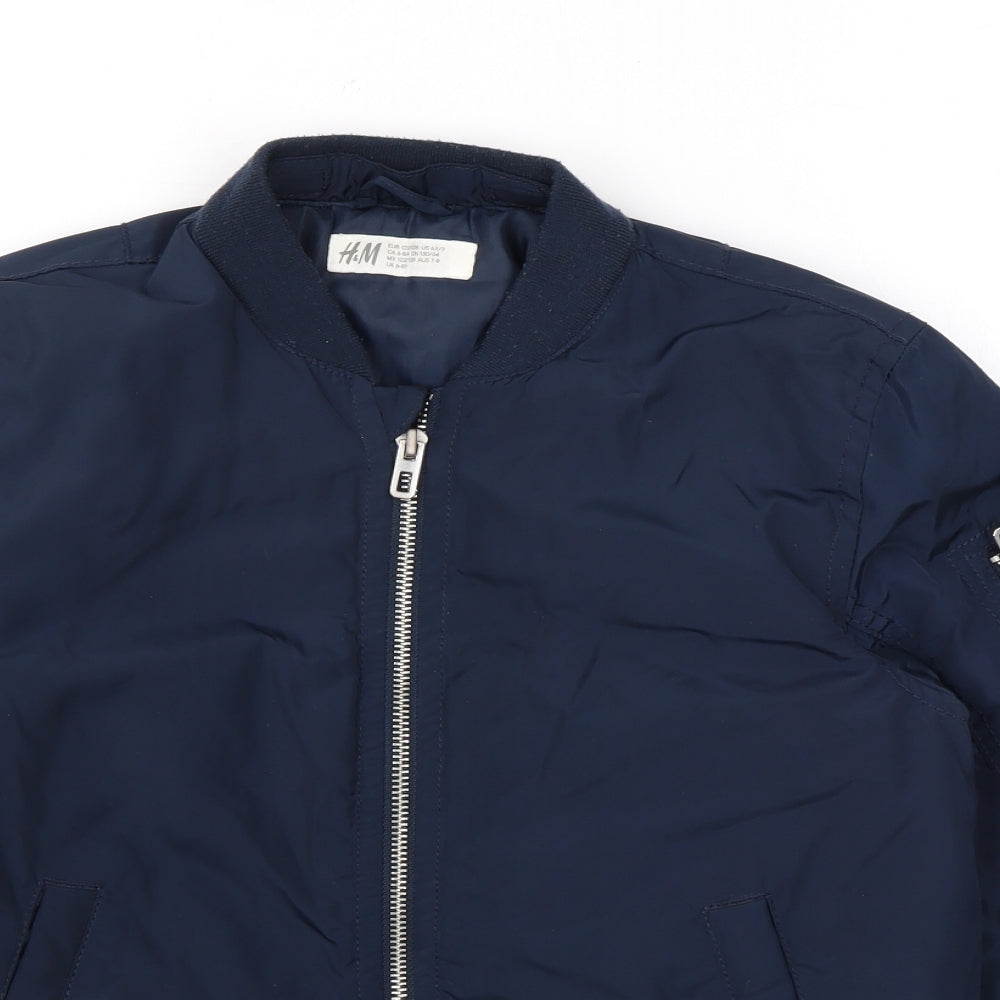 H&M Boys Blue Rain Coat Coat Size 6 Years Zip
