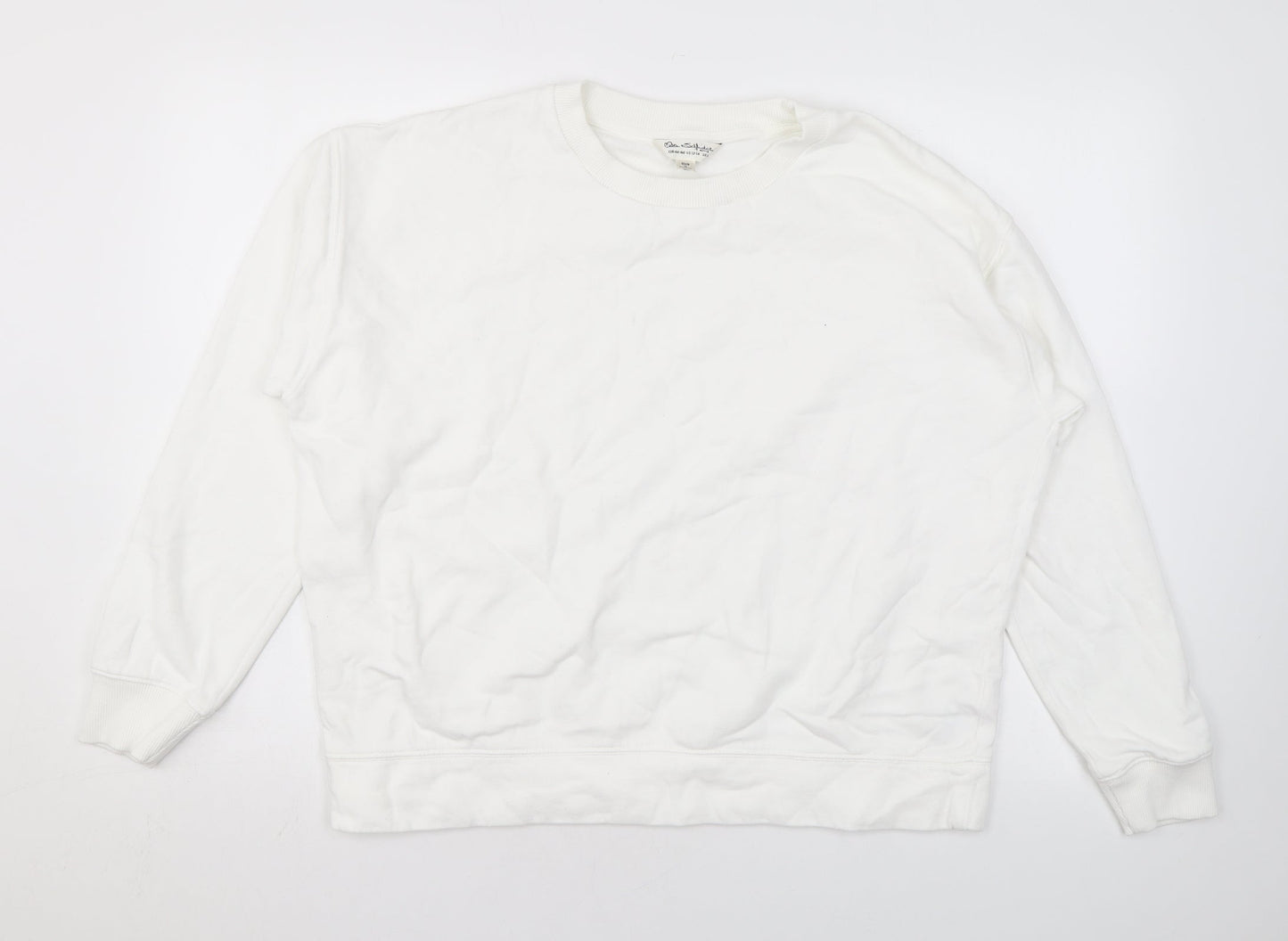 Miss Selfridge Womens White Cotton Pullover Sweatshirt Size L Pullover