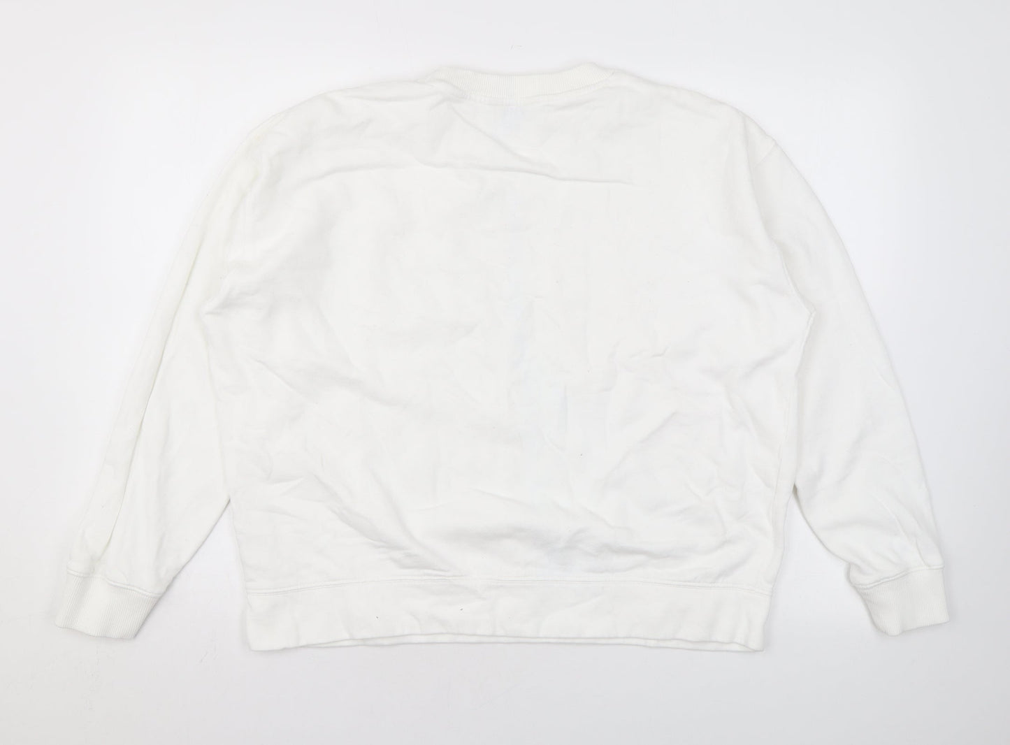 Miss Selfridge Womens White Cotton Pullover Sweatshirt Size L Pullover
