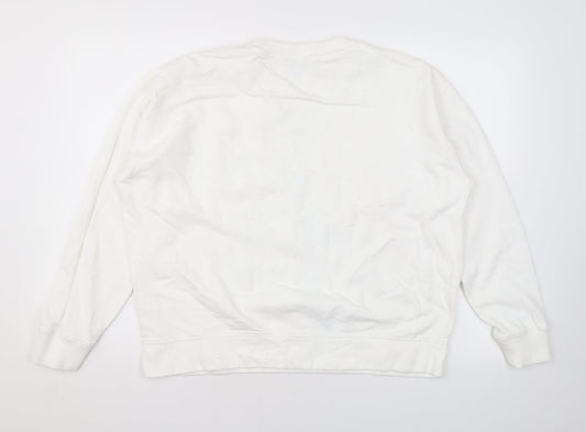 Miss Selfridge Womens White Cotton Pullover Sweatshirt Size L Pullover
