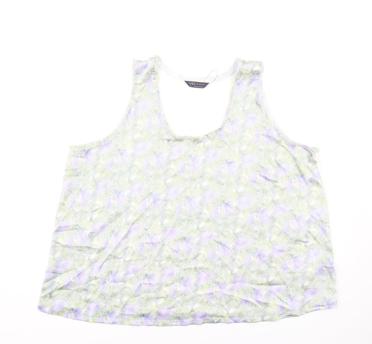 Marks and Spencer Womens Multicoloured Geometric Polyester Basic Tank Size 22 Scoop Neck