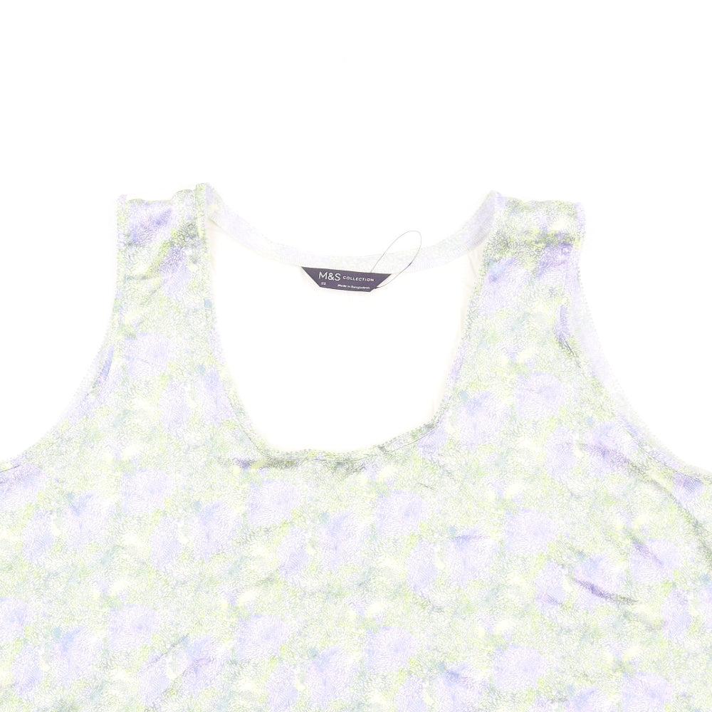 Marks and Spencer Womens Multicoloured Geometric Polyester Basic Tank Size 22 Scoop Neck