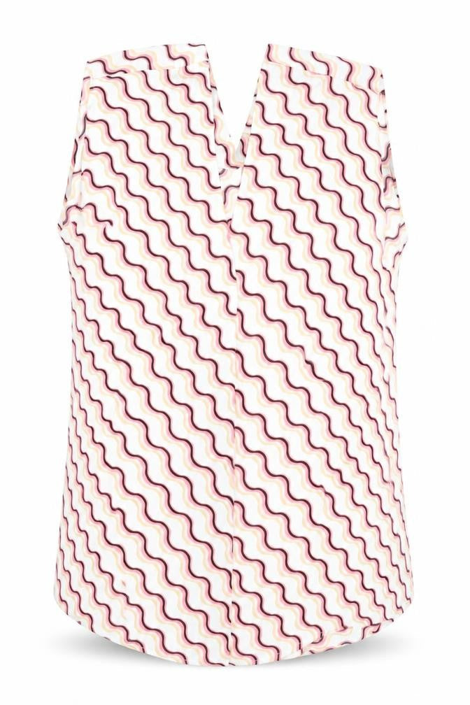 Marks and Spencer Womens Multicoloured Geometric Polyester Basic T-Shirt Size 6 V-Neck
