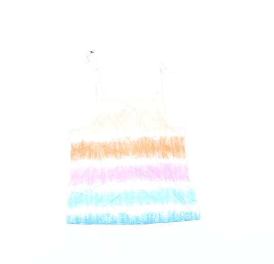 Marks and Spencer Girls Multicoloured Geometric Cotton Basic Tank Size 3-4 Years Square Neck Pullover