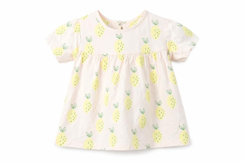 Front view of Marks & Spencer girls’ multicoloured geometric cotton fit & flare, size 12-18, months round neck button