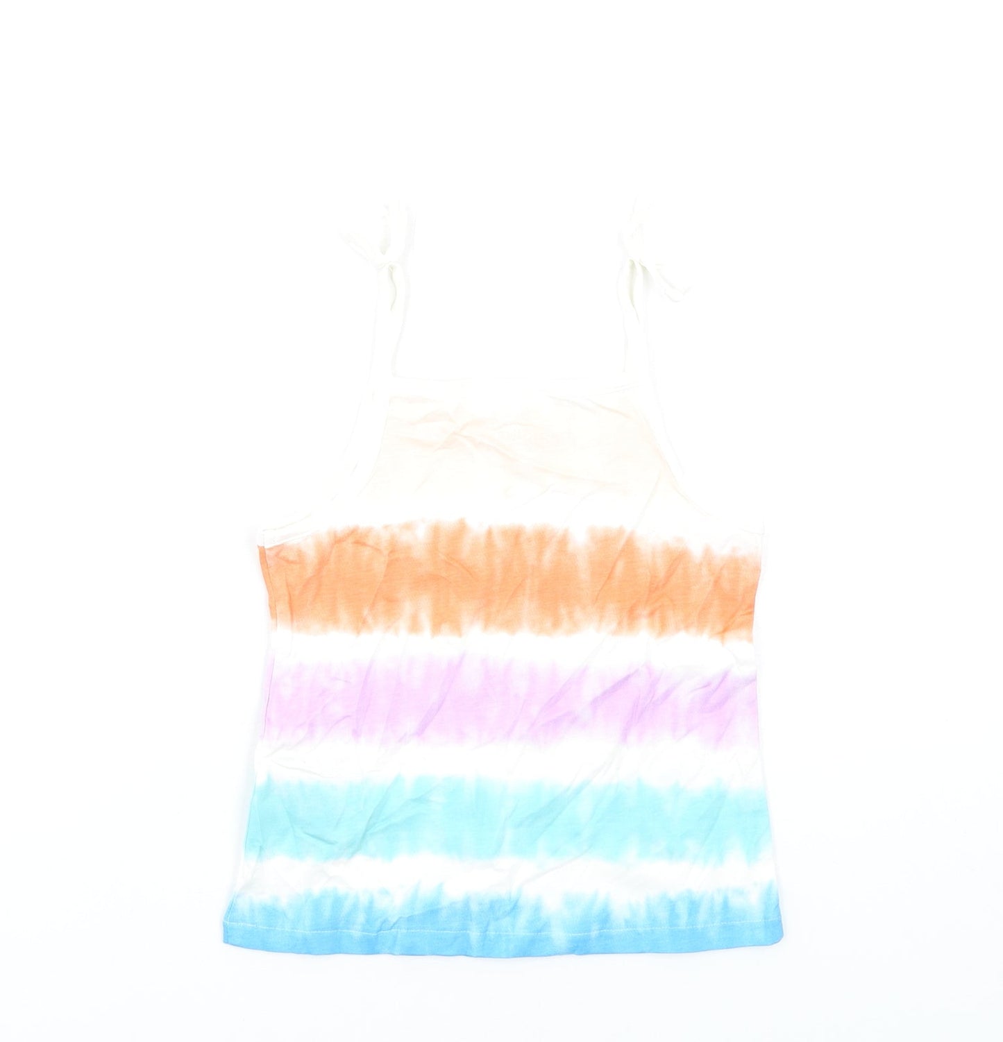 Marks and Spencer Girls Multicoloured Geometric Cotton Basic Tank Size 5-6 Years Square Neck Pullover