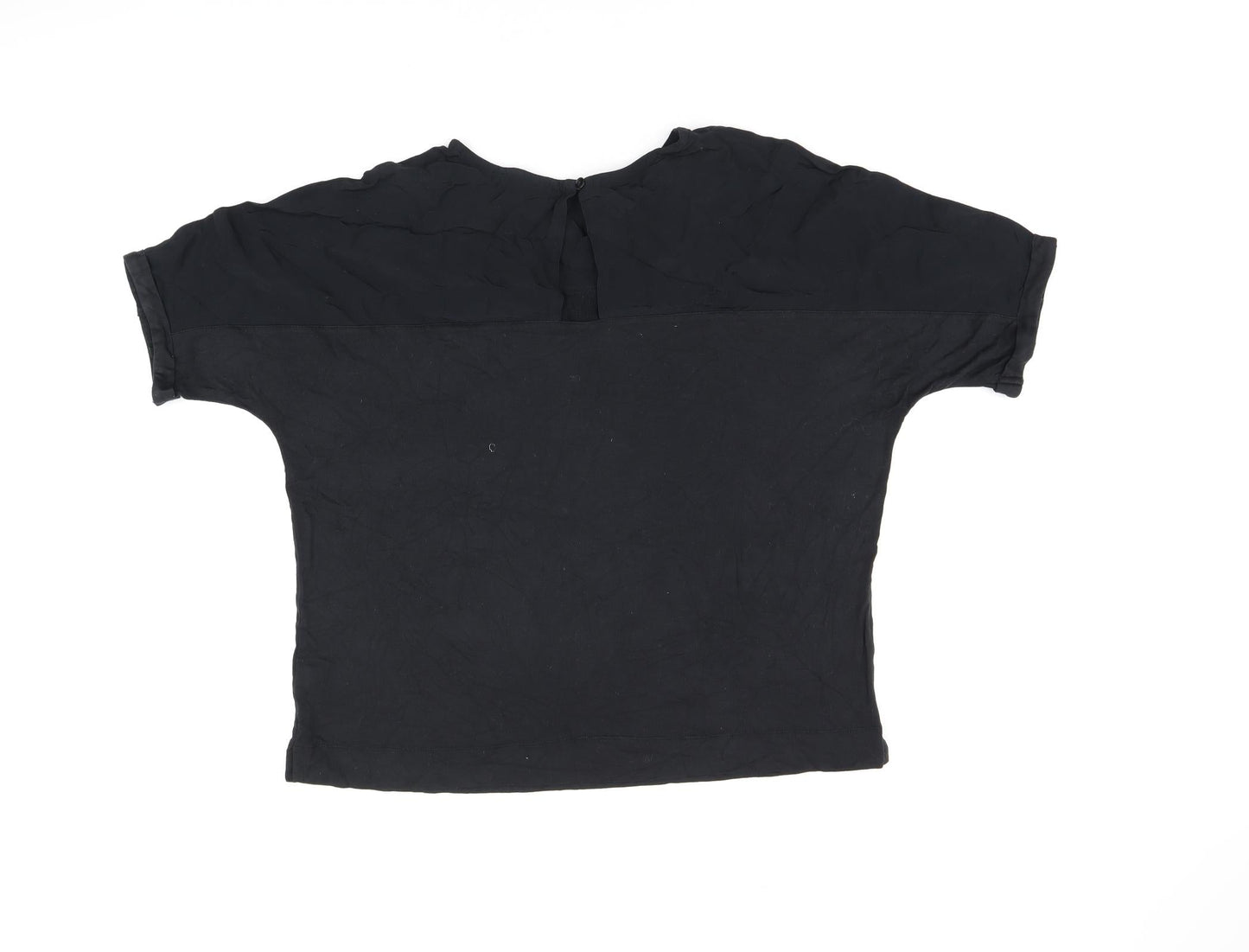 NEXT Womens Black Viscose Basic T-Shirt Size 10 Round Neck