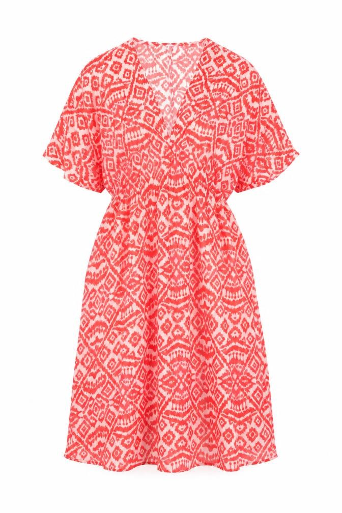 Hello Summer Womens Red Geometric Polyester Cover Up Size 10
