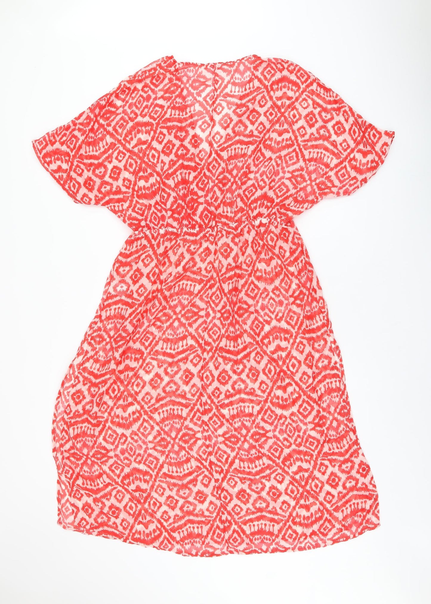 Hello Summer Womens Red Geometric Polyester Cover Up Size 10