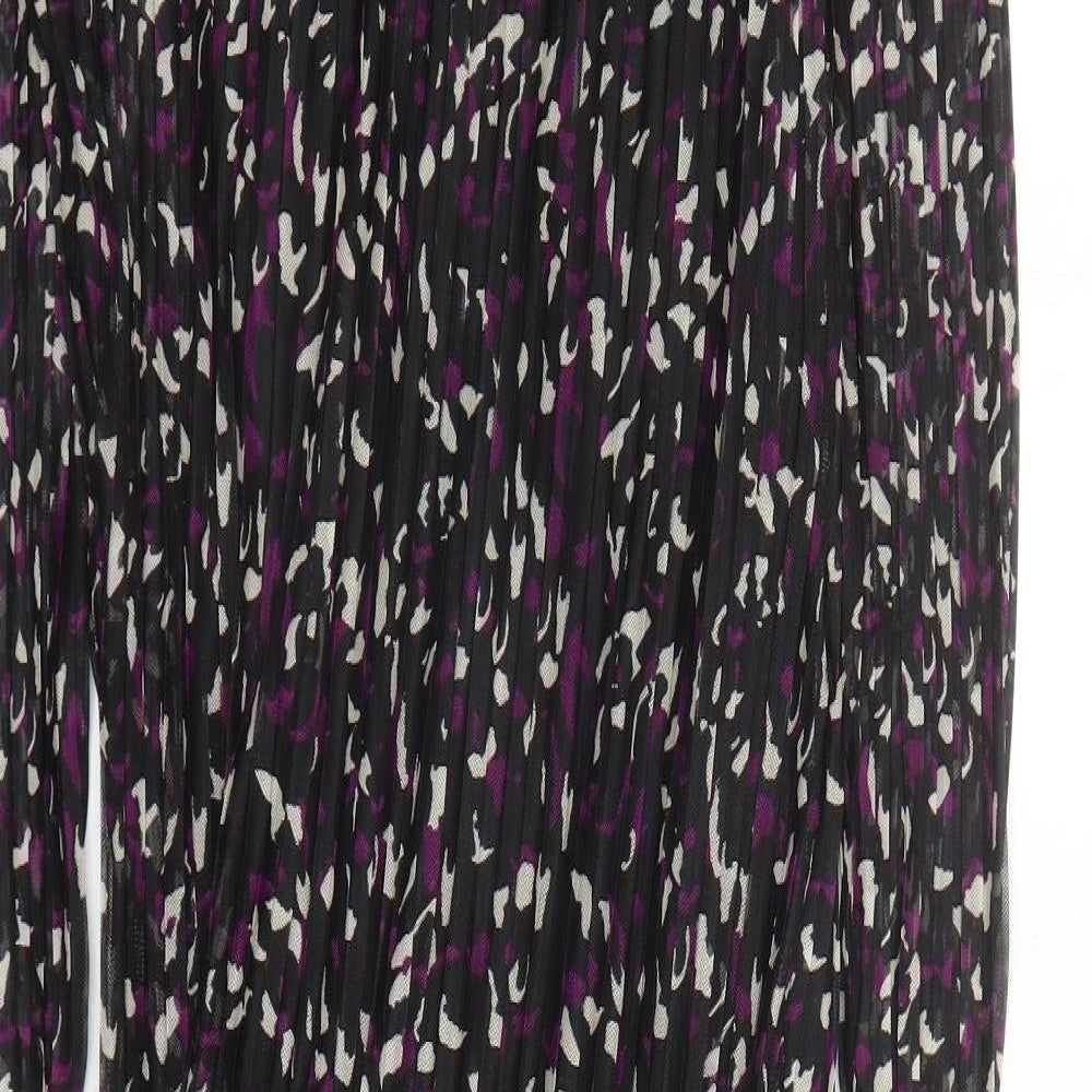Marks and Spencer Womens Black Geometric Polyester A-Line Size 10 Round Neck Pullover