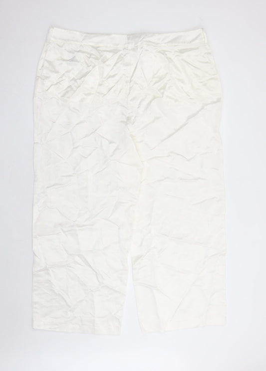 Marks and Spencer Womens White Viscose Dress Pants Trousers Size 24 L27 in Regular Zip - Pockets