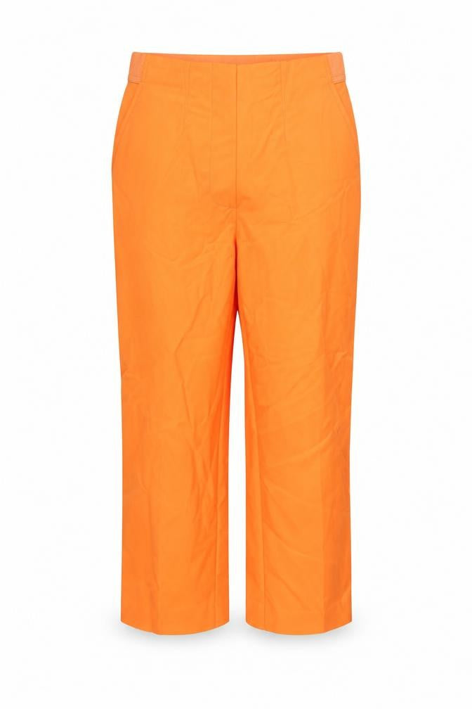 Marks and Spencer Womens Orange Cotton Capri Trousers Size 6 L22 in Slim Zip - Elasticated Waist Pockets