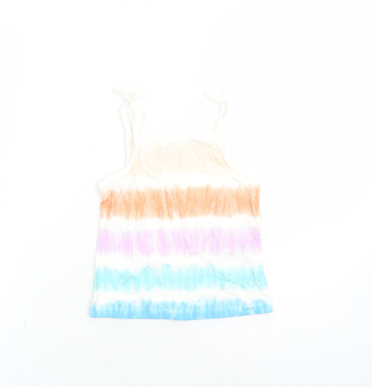 Marks and Spencer Girls Multicoloured Cotton Camisole Tank Size 2-3 Years Square Neck Tie - Tie Dye Effect
