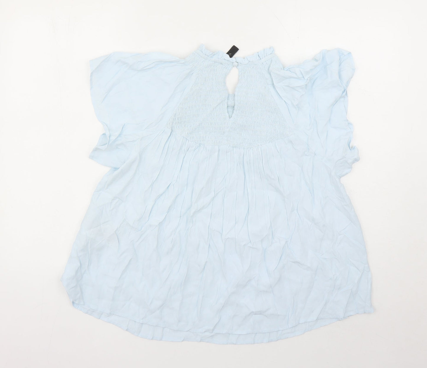 Y-A-S Womens Blue Viscose Basic Blouse Size L Round Neck