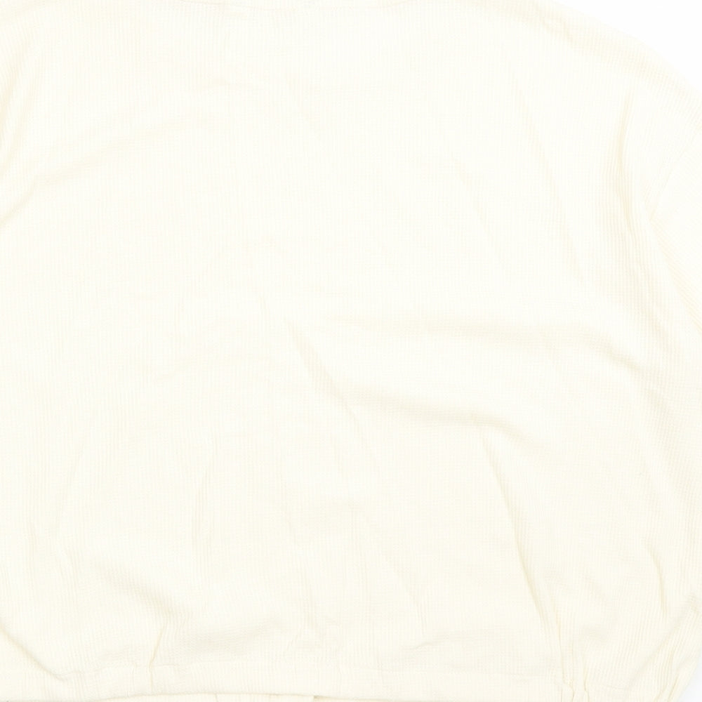 Marks and Spencer Womens Ivory Solid Cotton Top Pyjama Top Size XL Drawstring