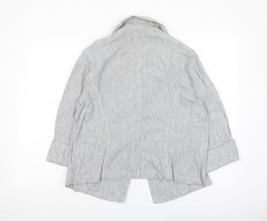 Per Uba Womens Grey Striped Jacket Size 18 Button
