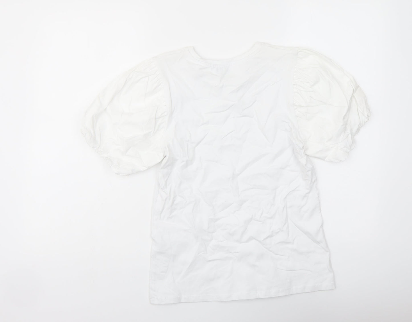 Warehouse Womens White Cotton Basic T-Shirt Size 8 Crew Neck